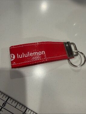 lululemon athletica handmade Red Key Fob Keychain (#3 red with silver)